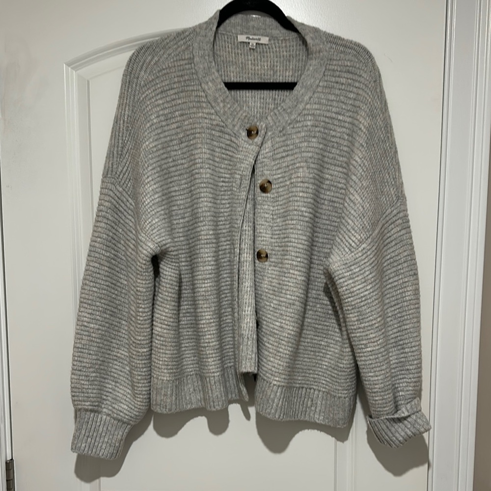 Cozy Gray Button-Up Sweater